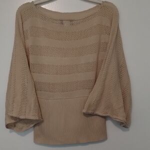 Sweater Project Tan Crew Neck Sweater with Textured Knit